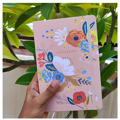 Printed Floral Notebook - Peach