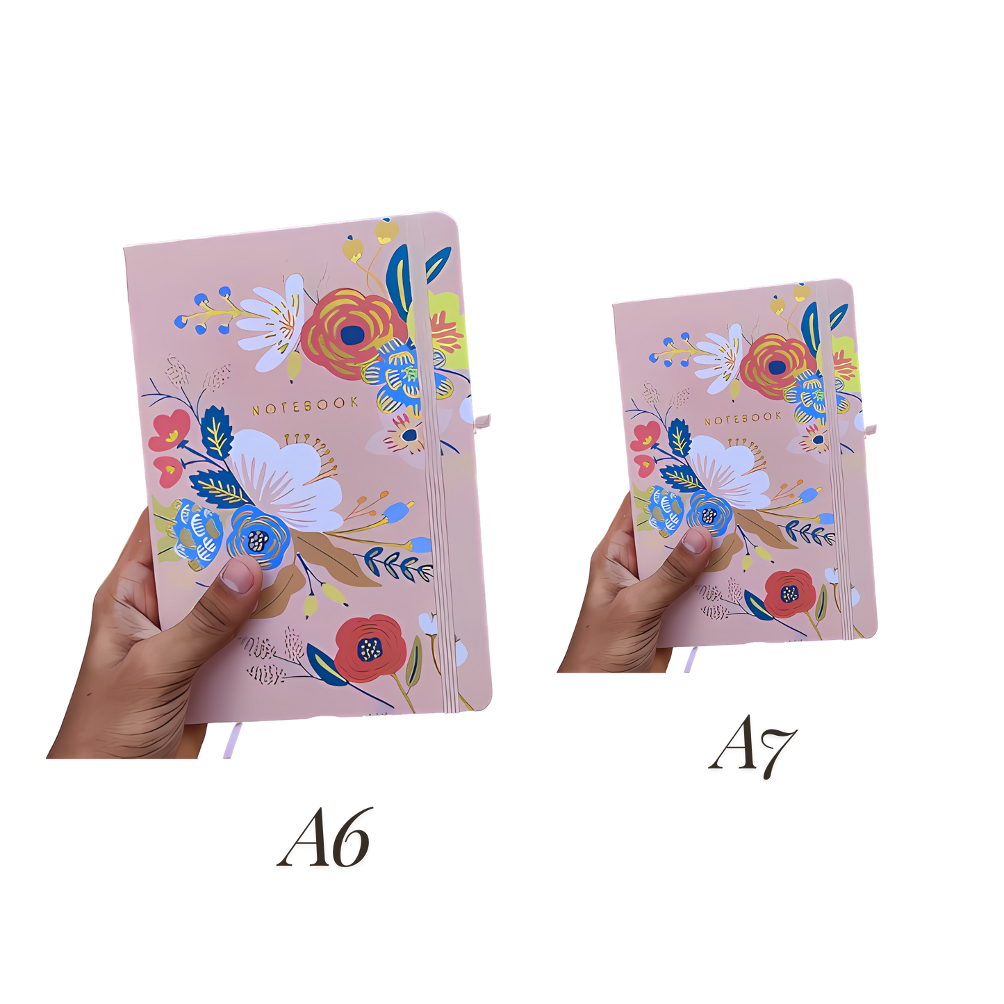 Printed Floral Notebook - Peach