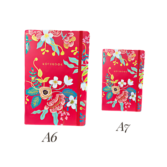 Printed Floral Notebook - Red