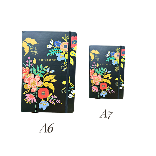 Printed Floral Notebook - Black